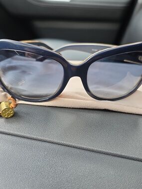 Tory Burch Blue and Gold Oversized Sunglasses